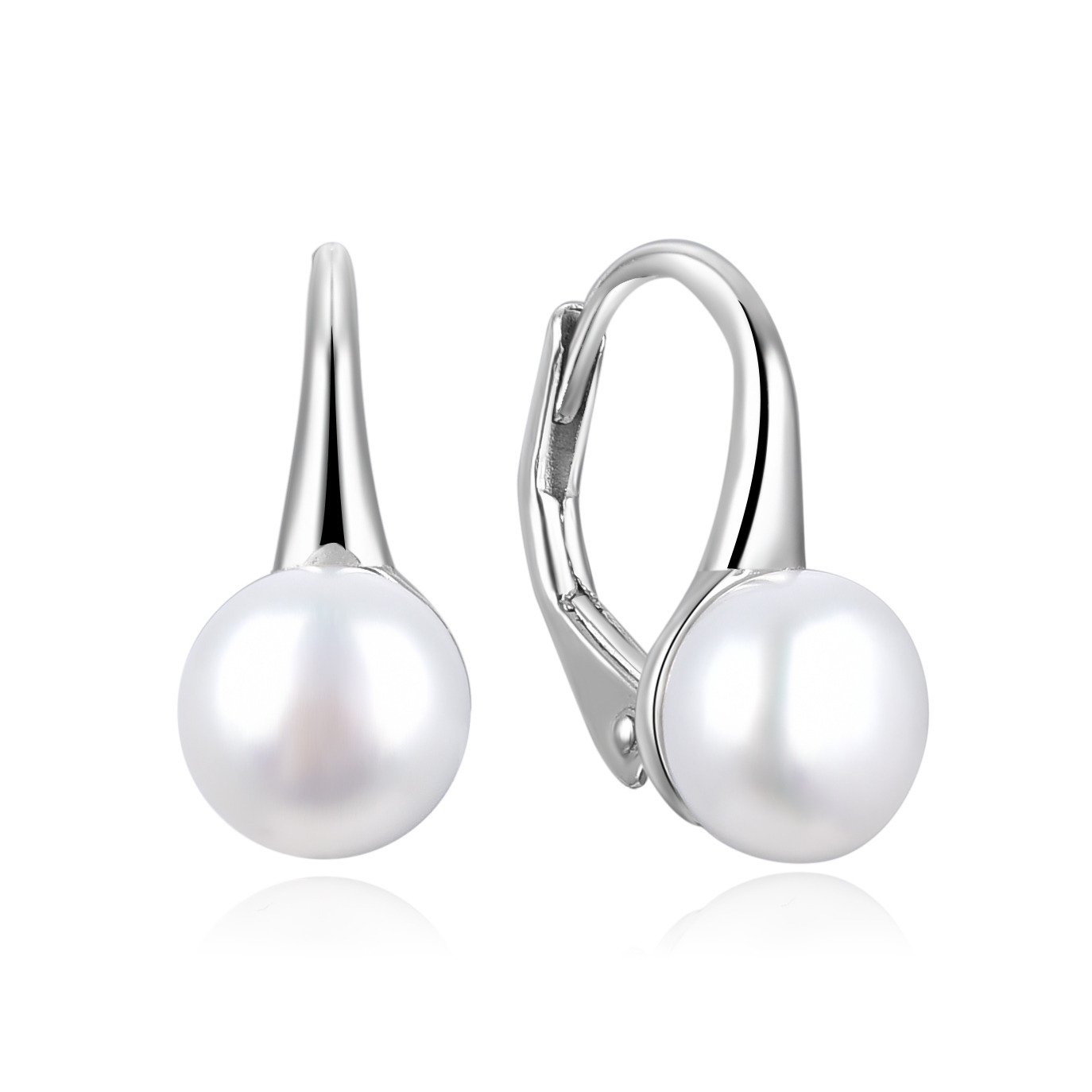 Strieborné perlové náušnice so zirkónmi