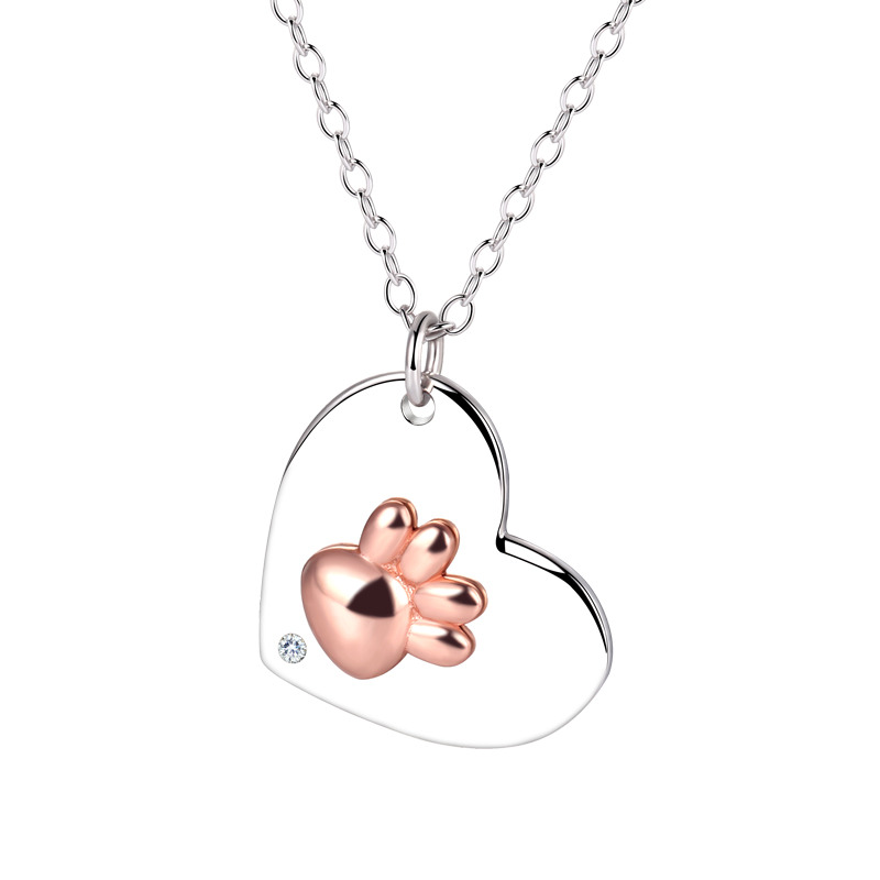 NUBIS® Stříbrný náhrdelník srdce s tlapkou - NB-2288