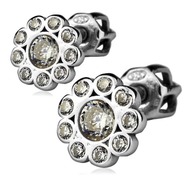Šperky4U Stříbrné náušnice šroubovací - kytičky - ZB53347