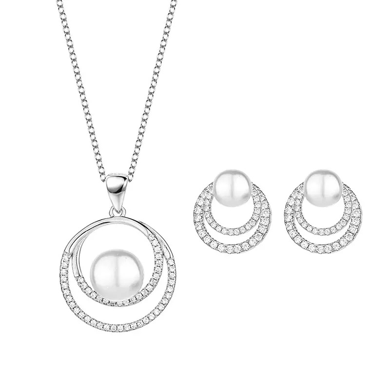 NUBIS® Stříbrná souprava šperků s perlou - NB-9037