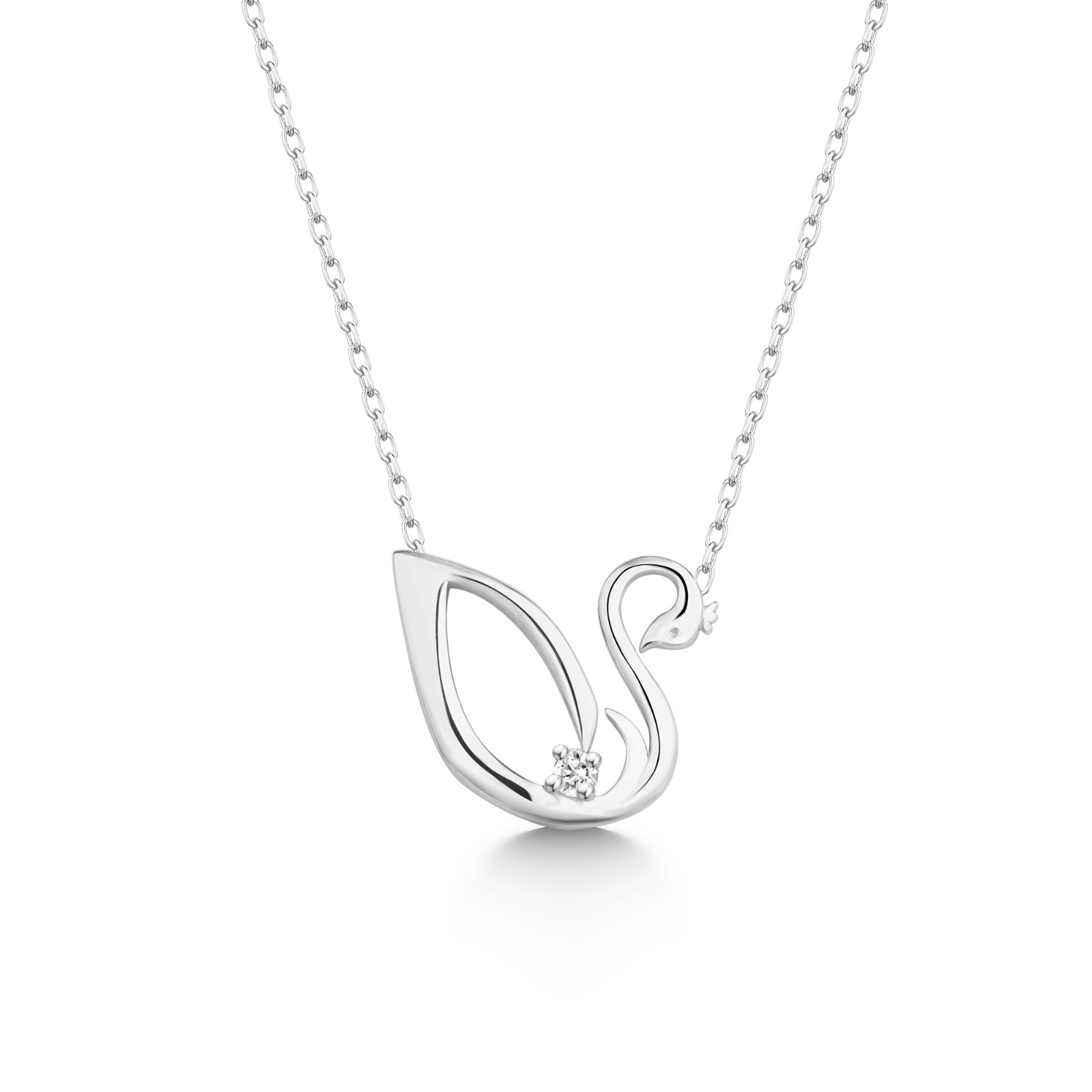 NUBIS® Stříbrný diamantový náhrdelník labuť - NBS-004