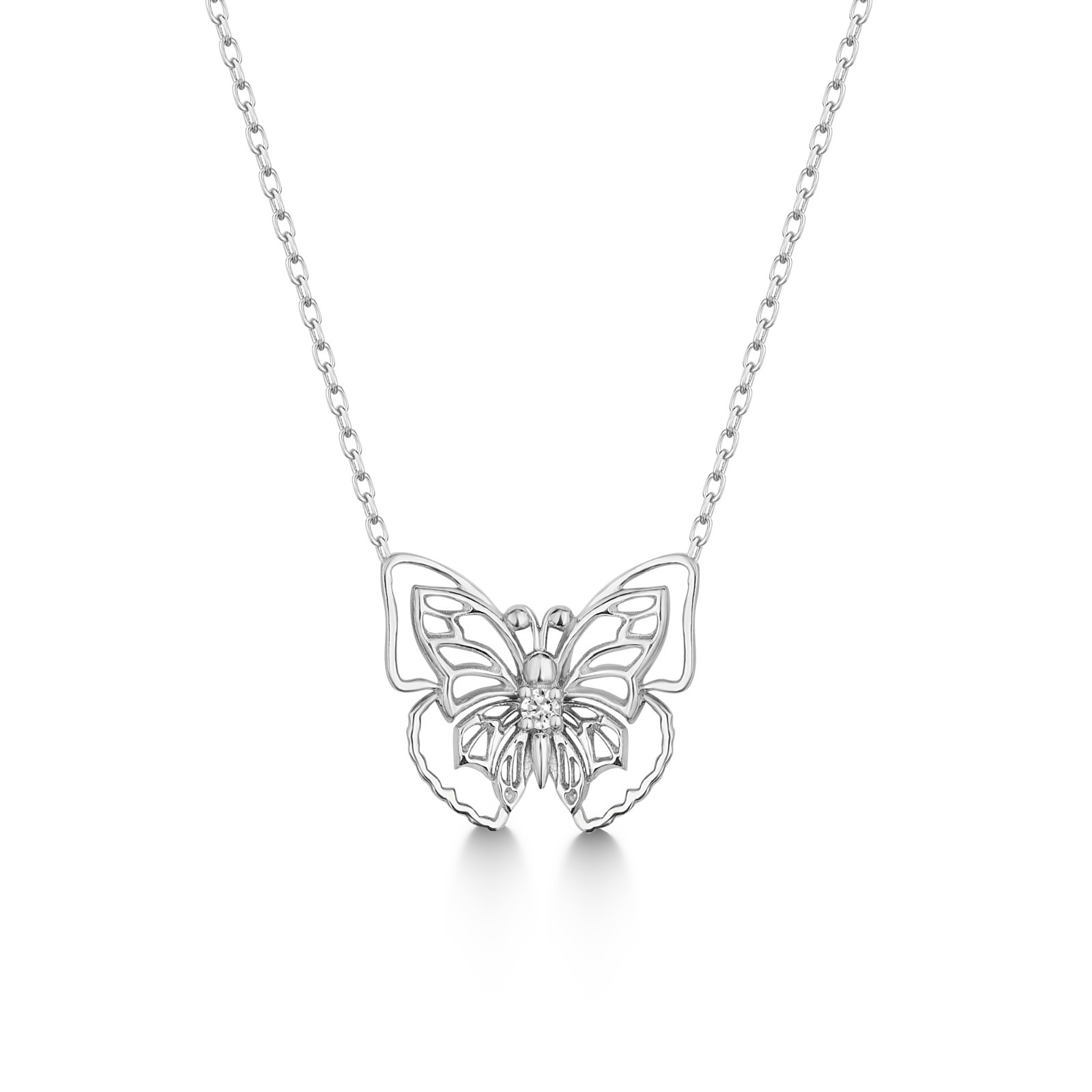 NUBIS® Stříbrný diamantový náhrdelník motýlek - NBS-009