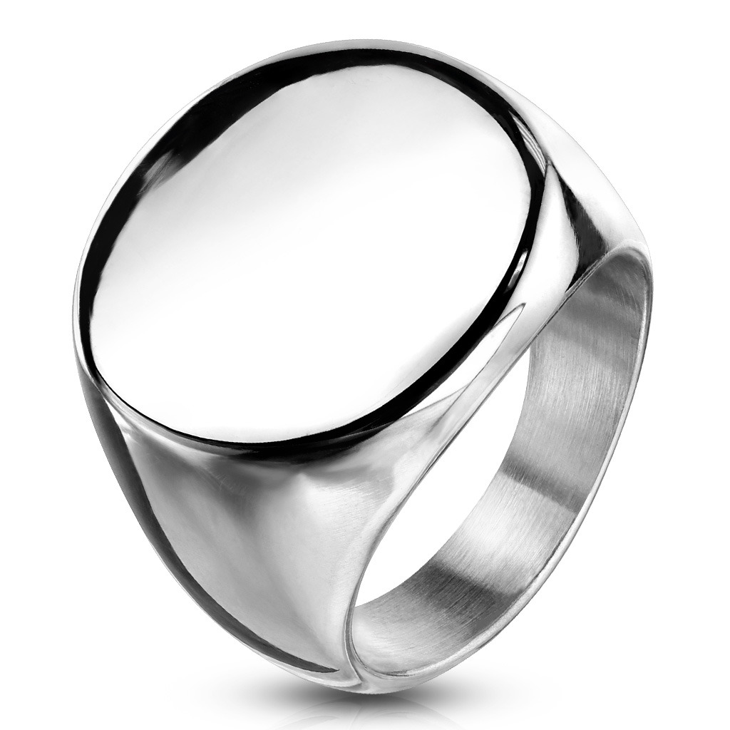 Šperky4U Kruhový pečetní ocelový prsten - velikost 61 - OPR1751ST-61