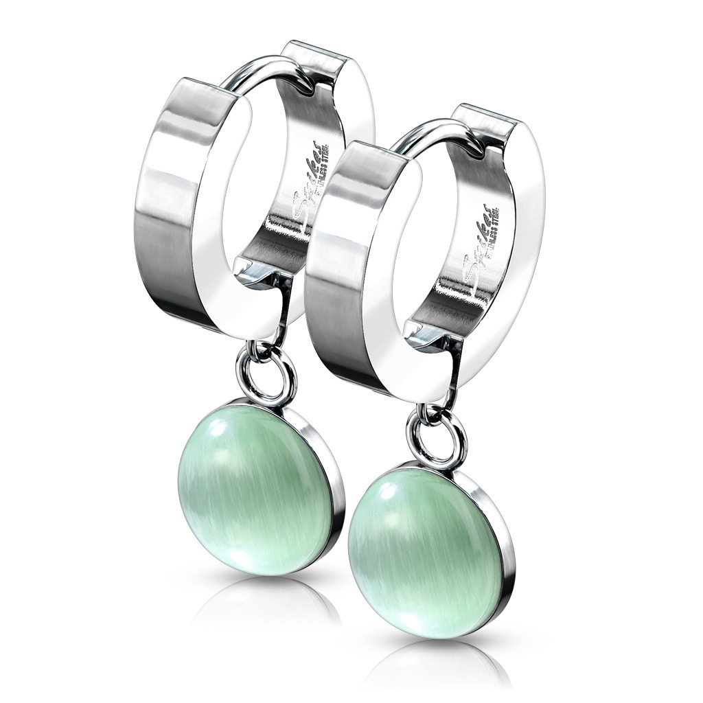 Šperky4U Ocelové náušnice - kruhy s jadeity - OPN1662-JD