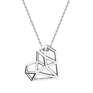 NB-0495 Stříbrný náhrdelník origami srdce