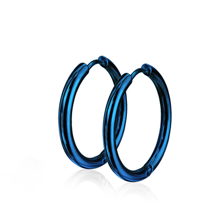 Modré oceľové náušnice - kruhy 17 mm
