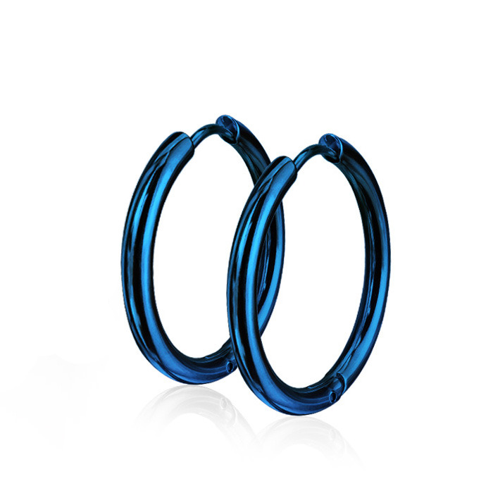 Modré oceľové náušnice - kruhy 19 mm