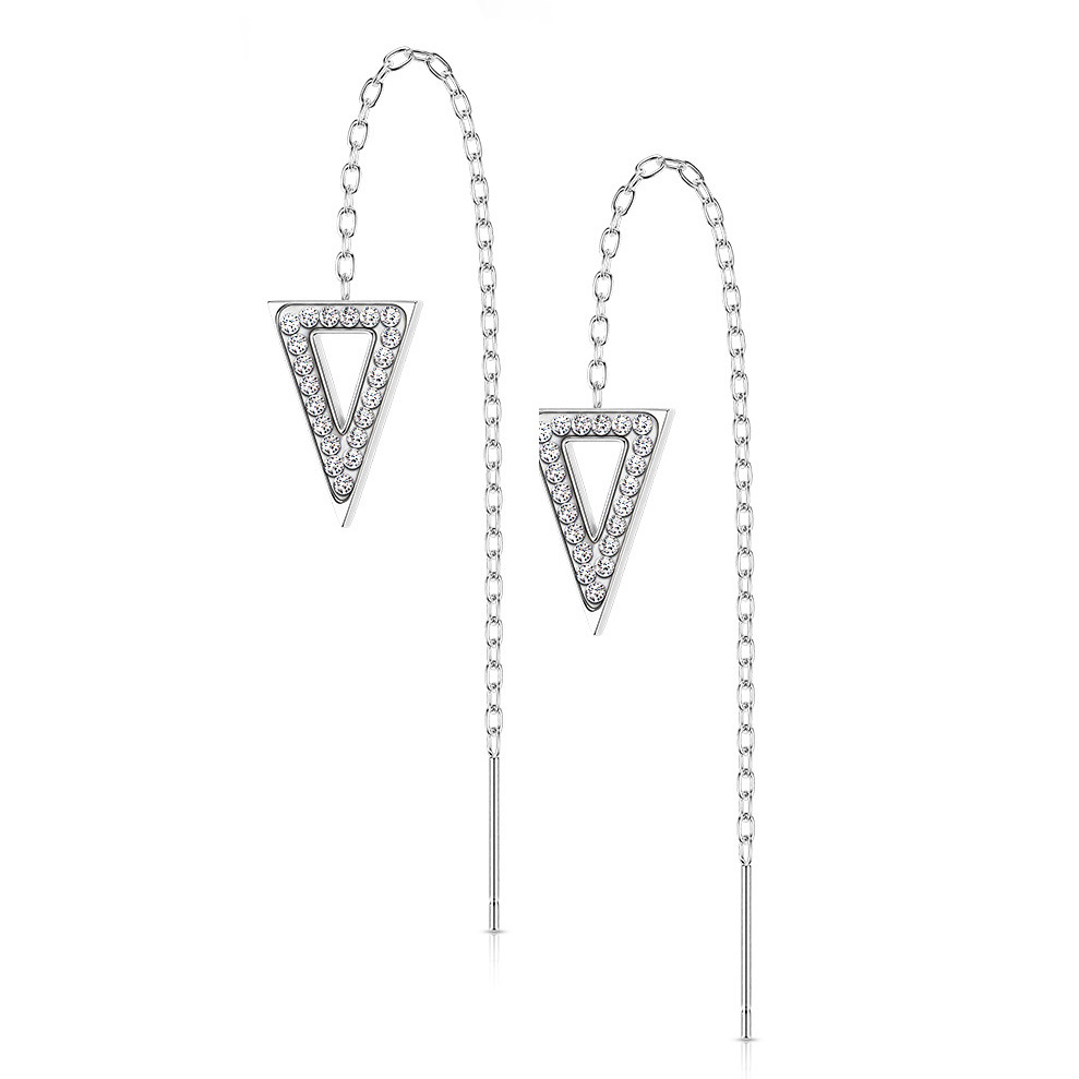 Šperky4U Provlékací ocelové náušnice - trojúhelníky - OPN1829-ST