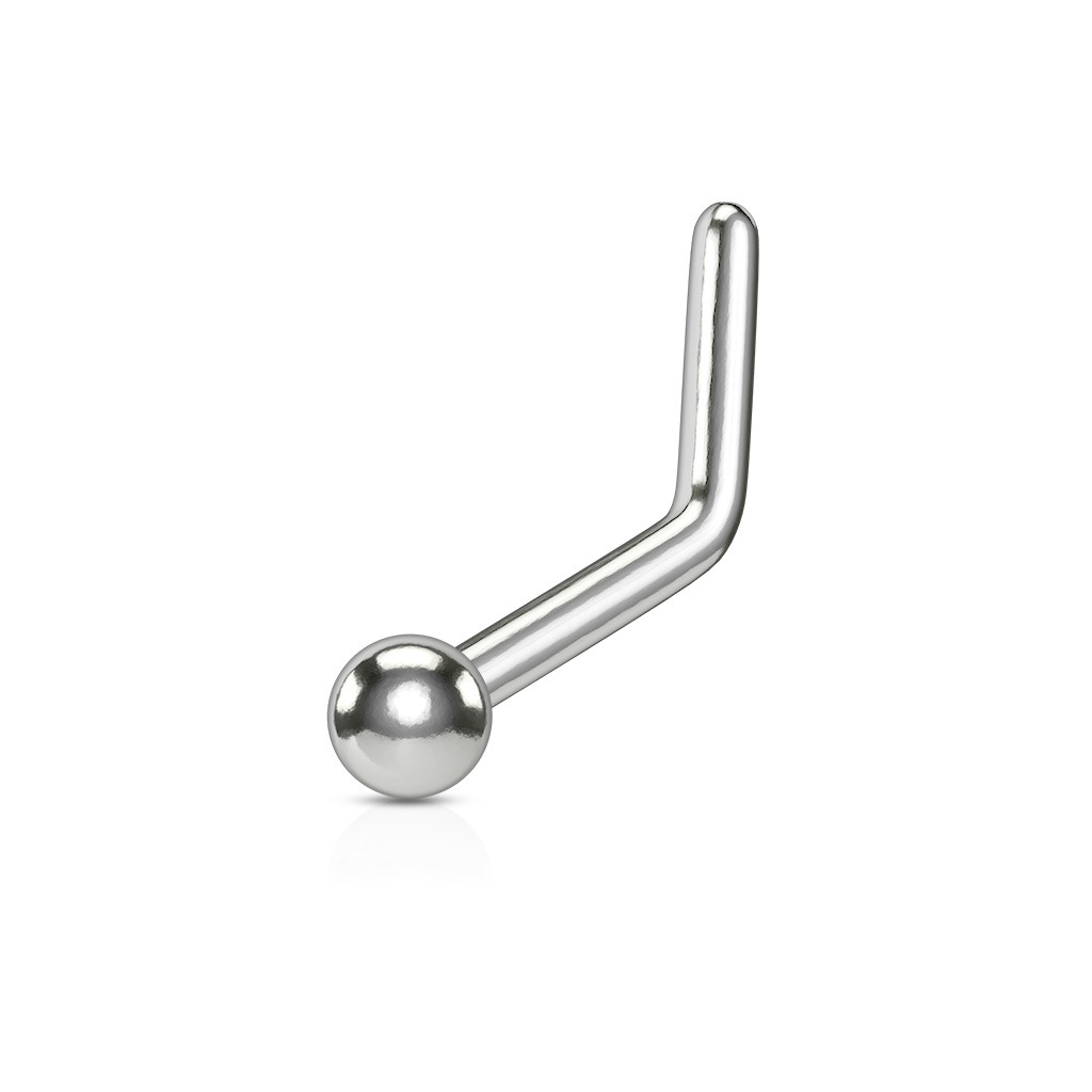 Šperky4U Zahnutý piercing do nosu kulička - TITAN - TIT1026-01