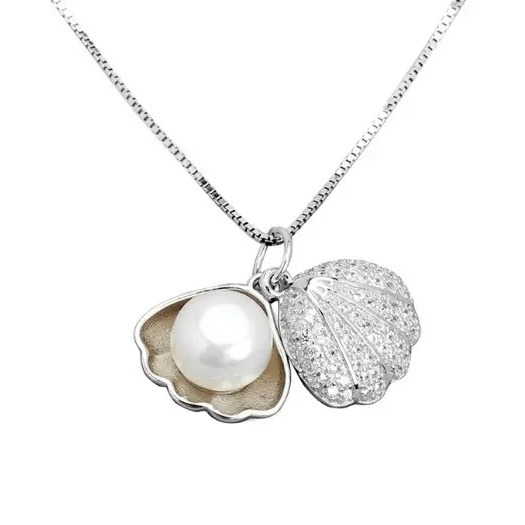 NUBIS® Stříbrný náhrdelník mušle s perlou - NB-2290