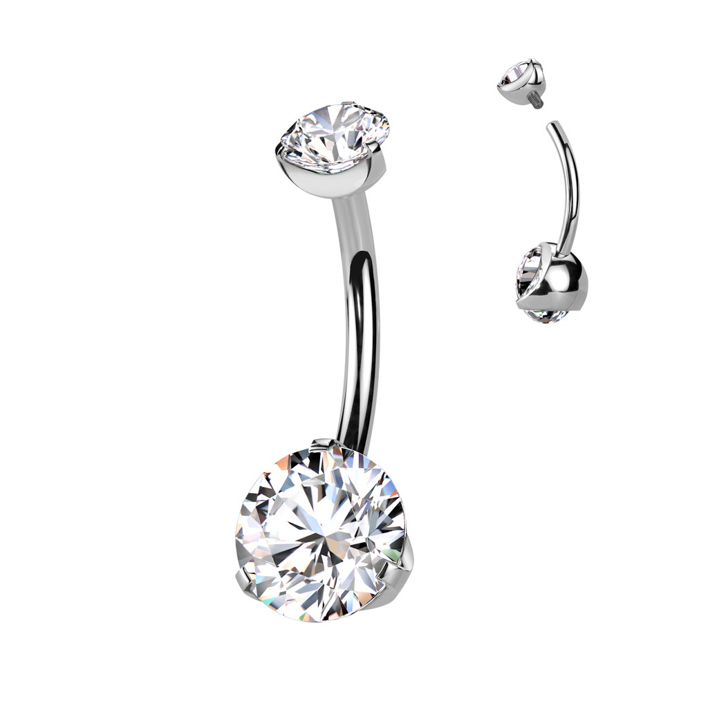 Piercing do pupku vnútorný závit, zirkón - TITAN