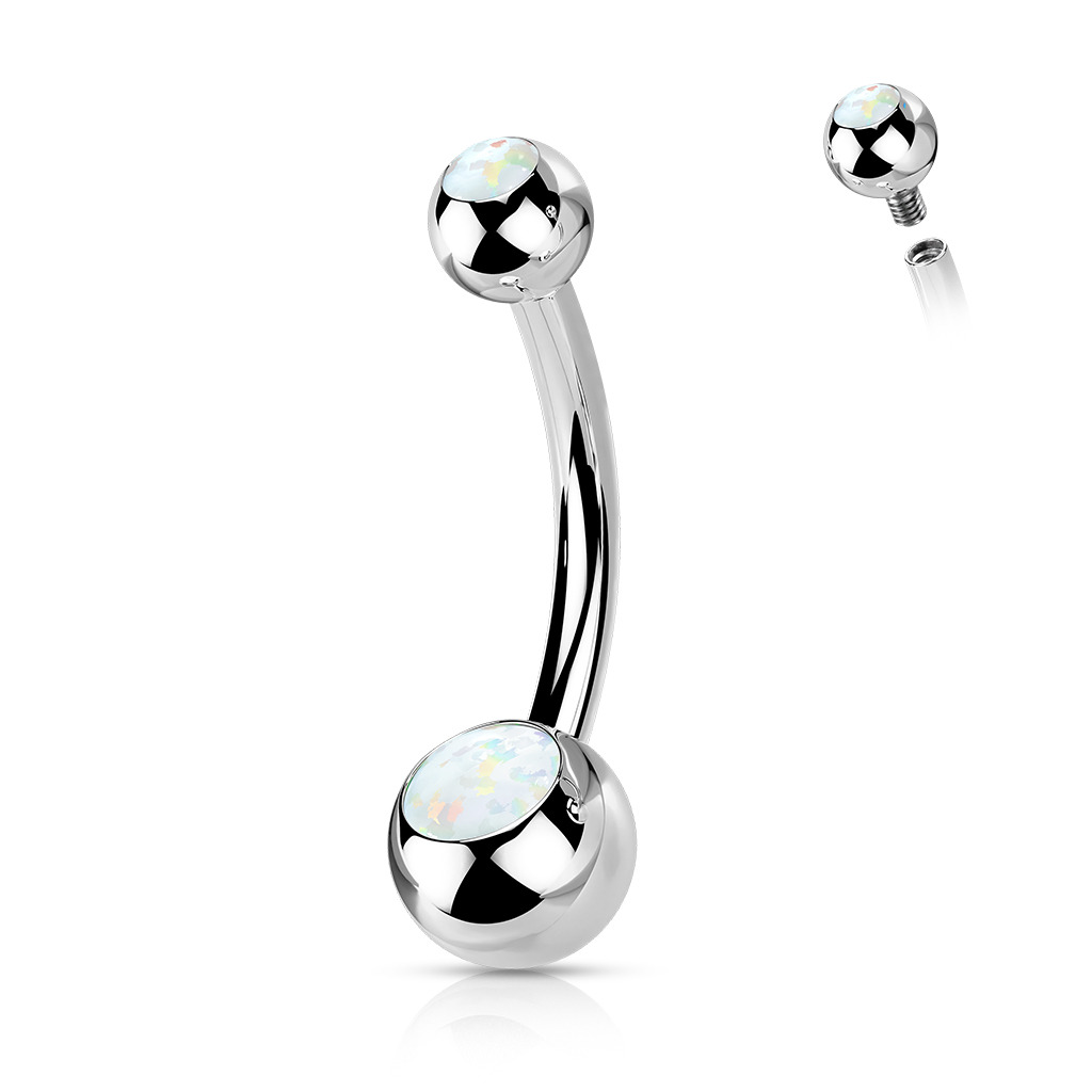 Piercing do pupku banánik - TITAN, opál