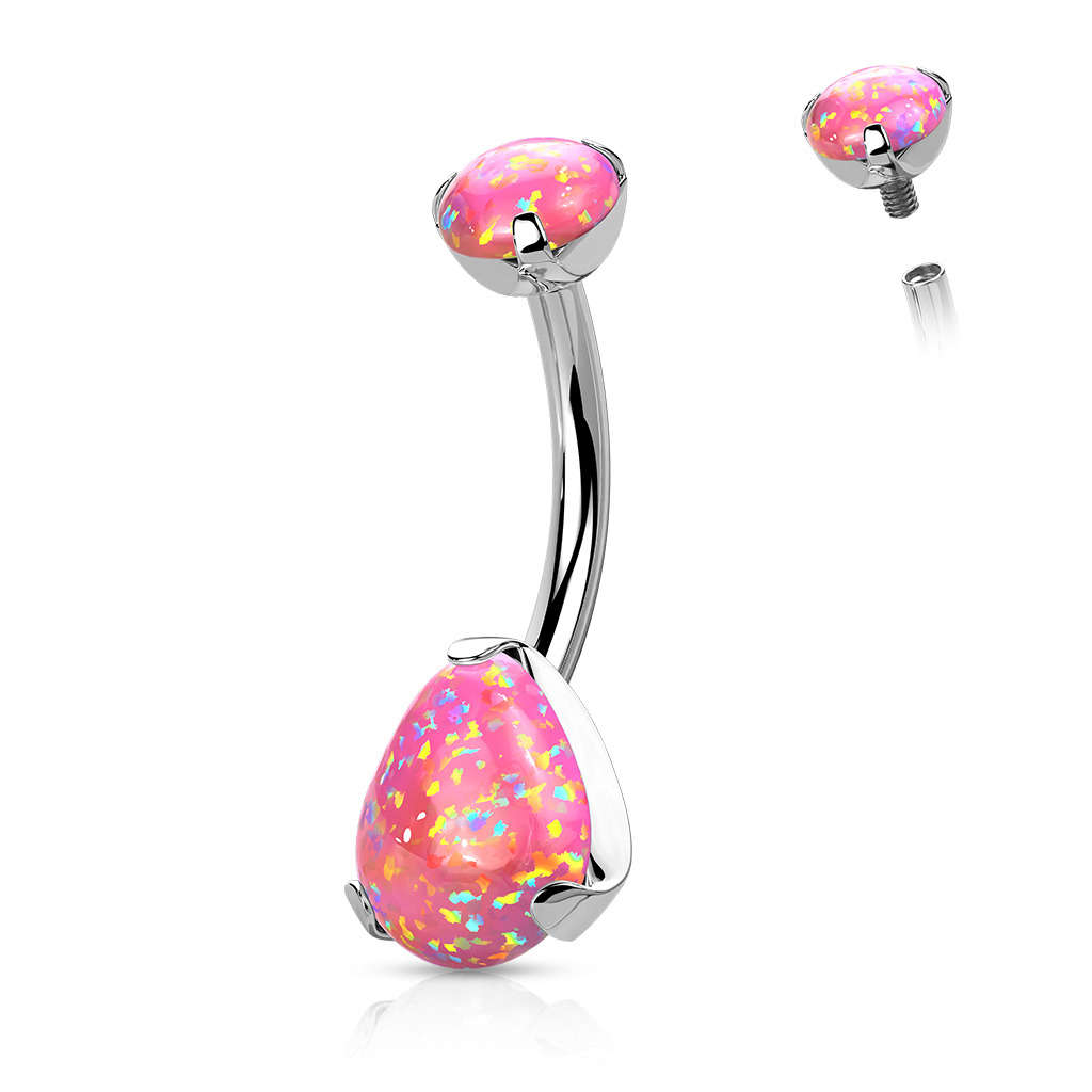 Piercing do pupku - TITAN, opál