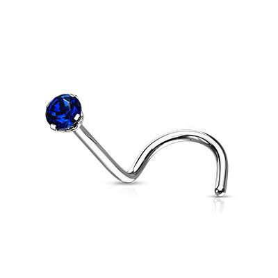 Šperky4U Zahnutý piercing do nosu - titan, kamínek 2 mm - TIT1063B-020