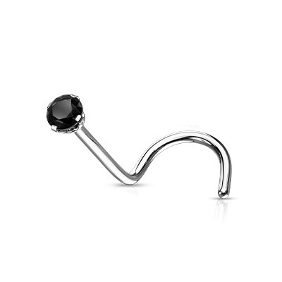 Šperky4U Zahnutý piercing do nosu - titan, kamínek 2 mm - TIT1063K-020