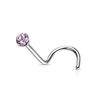 Šperky4U Zahnutý piercing do nosu - titan, kamínek 2 mm - TIT1063P-020