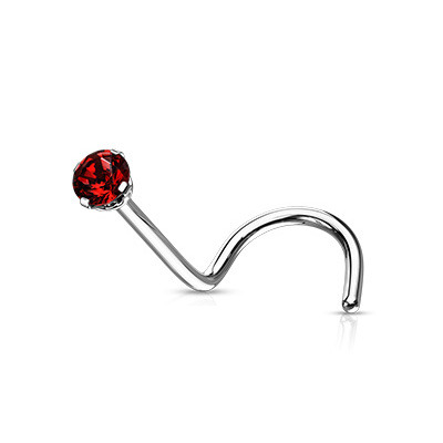 Šperky4U Zahnutý piercing do nosu - titan, kamínek 2 mm - TIT1063R-020