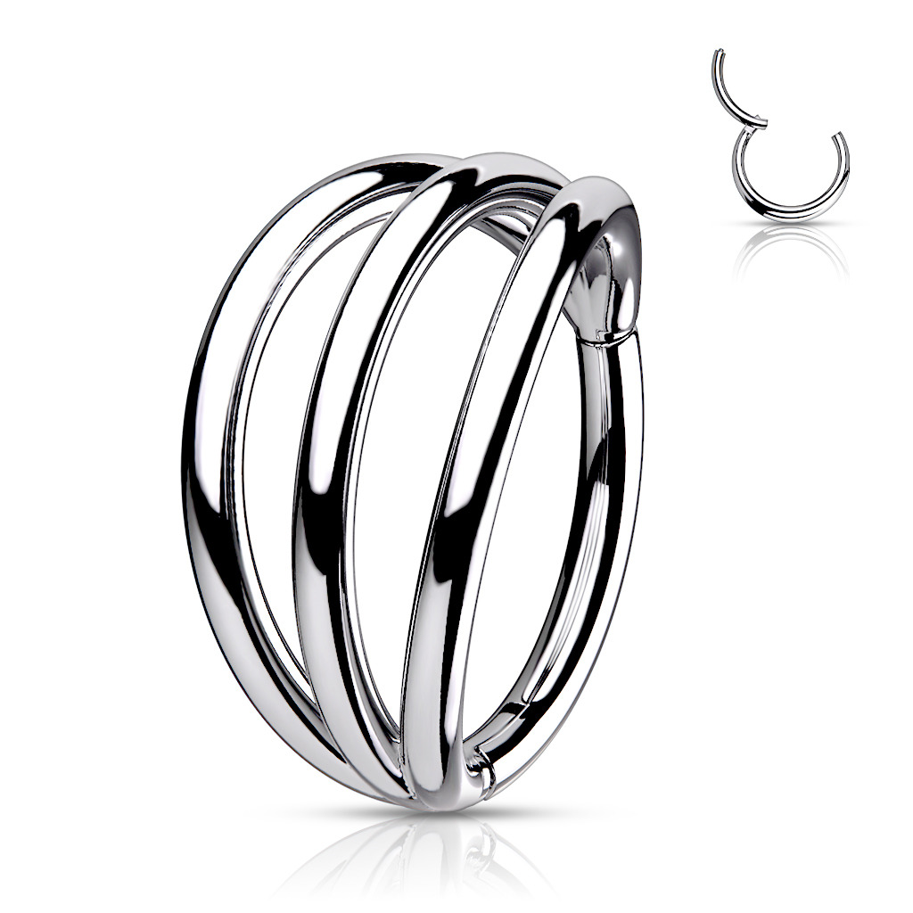 Šperky4U Segment trojitý kruh - helix / cartilage / tragus piercing TITAN - TIT1126ST-1210