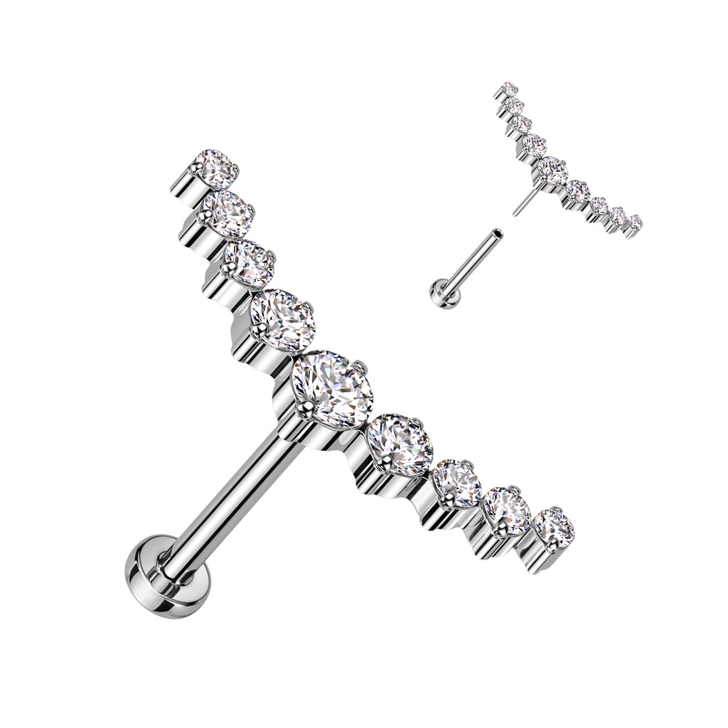 Šperky4U Piercing do brady - PUSH IN labreta TITAN, 1,0 x 8 mm - TIT1269-C