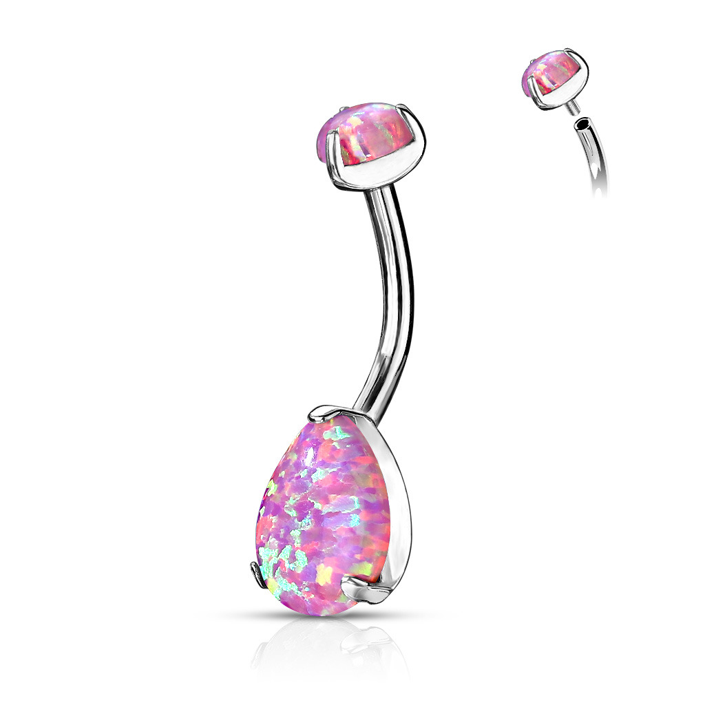 Piercing do pupku - TITAN, ružový opál