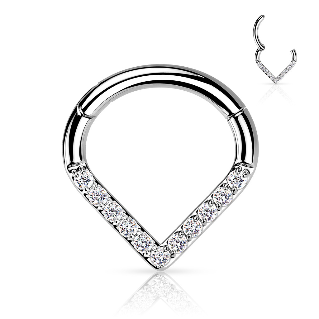 Šperky4U Piercing se zirkony - septum / helix / cartilage TITAN, 1,2 x 8 mm - TIT1133-1208