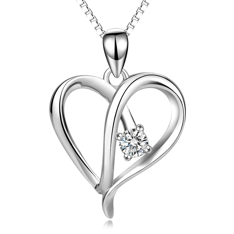 Šperky4U Stříbrný náhrdelník srdce se zirkonem - ZB87343