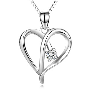 ZB87343 Stříbrný náhrdelník srdce se zirkonem