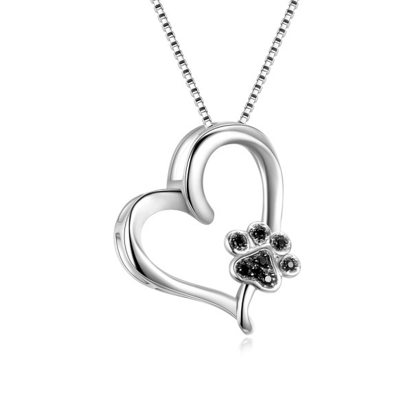 Šperky4U Stříbrný náhrdelník srdíčko s tlapkou - ZB87330-K