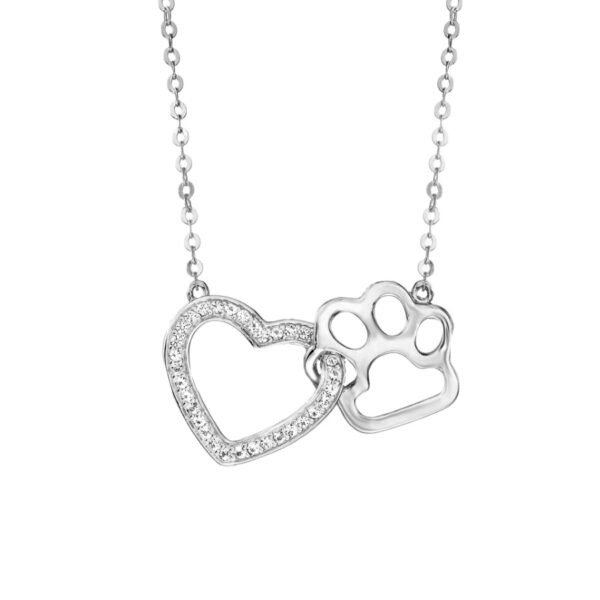 Šperky4U Stříbrný náhrdelník srdce a tlapička - ZB87005
