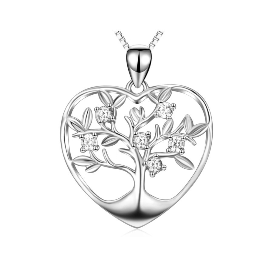Šperky4U Stříbrný náhrdelník srdce strom života - ZB87048