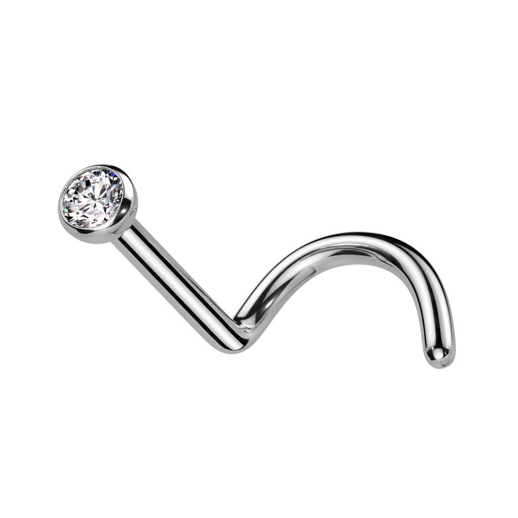 Šperky4U Piercing do nosu - titan, čirý kamínek - TIT1025-C