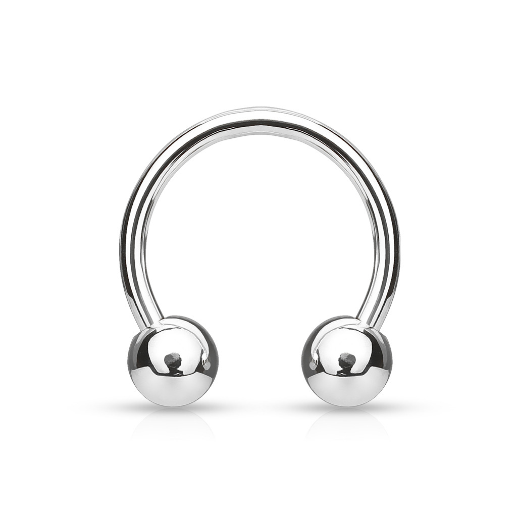 Piercing - podkova TITAN, 1,2 x 8 mm, guličky 3 mm