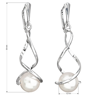 EG2230 Stříbrné náušnice visací s perlou Preciosa