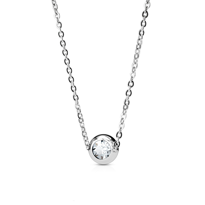 Šperky4U Ocelový náhrdelník se zirkonem - OPD0033