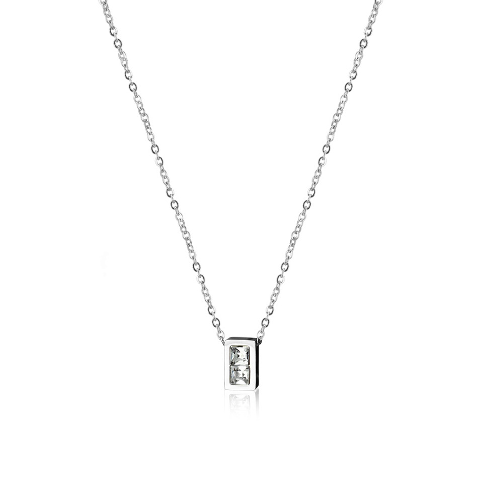 Dámsky oceľový náhrdelník s obdĺžnikovým príveskom