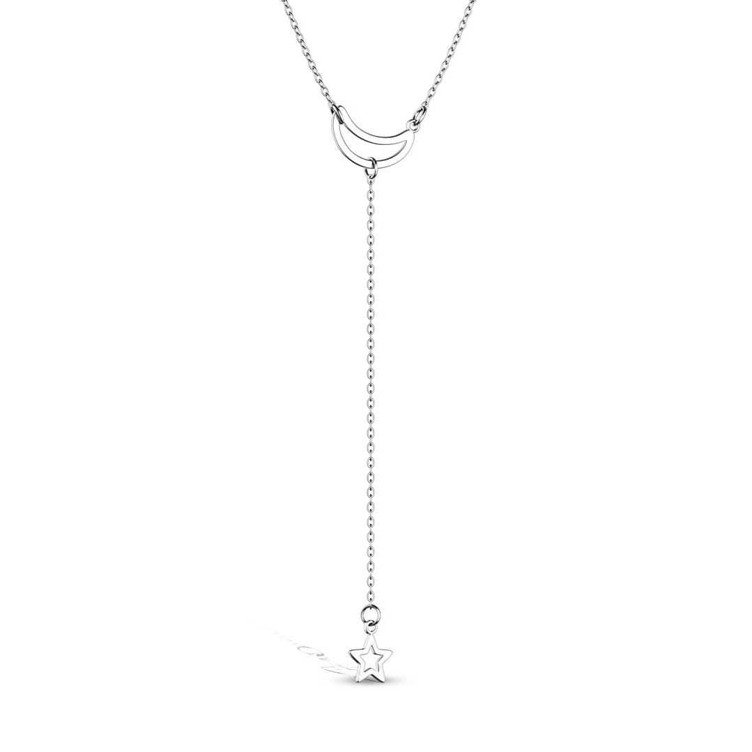 Šperky4U Ocelový náhrdelník "měsíc a hvězda" - OPD0168-ST