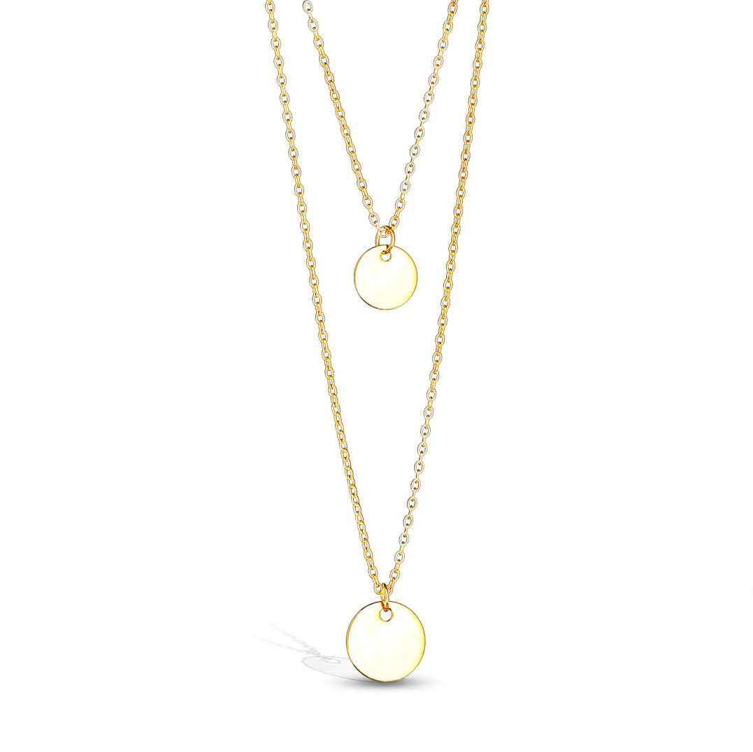Šperky4U Zlacený ocelový náhrdelník s kulatými přívěsky - OPD0178-GD