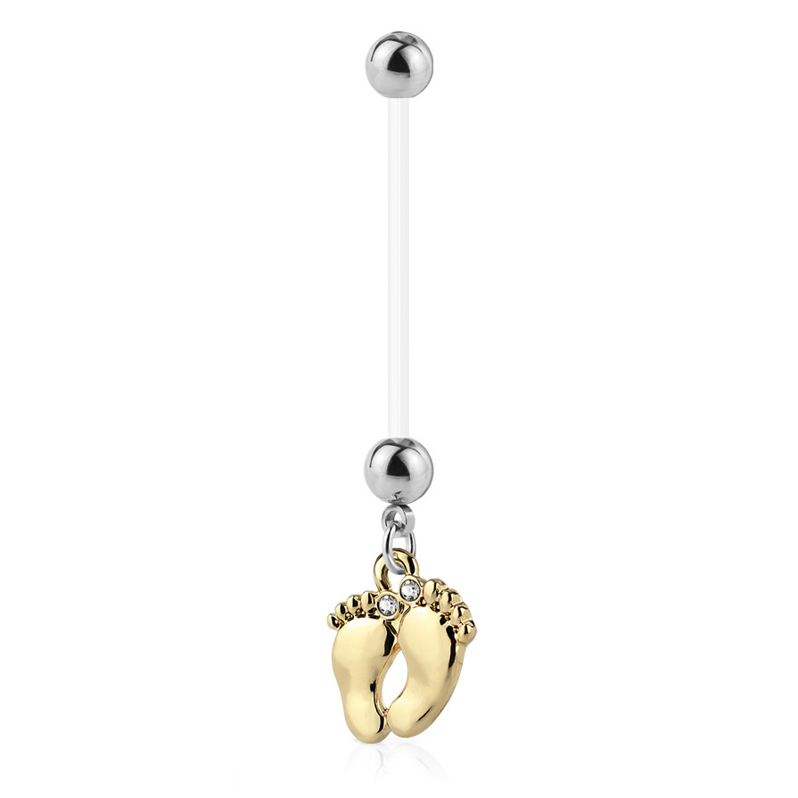Šperky4U Těhotenský piercing do pupíku - stopy - WP01084-GD