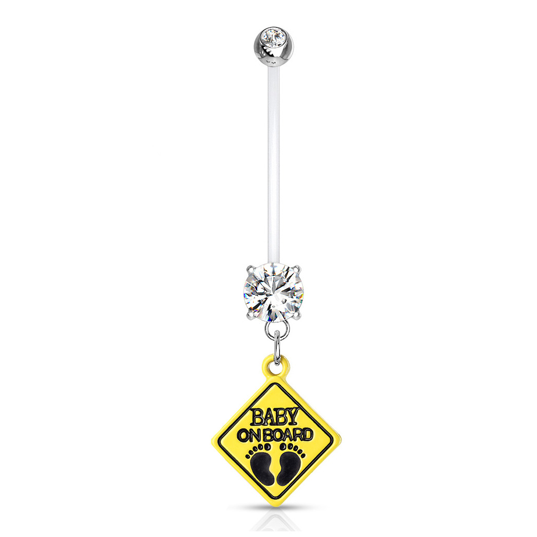 Šperky4U Těhotenský piercing do pupíku - baby on board - WP0020-C