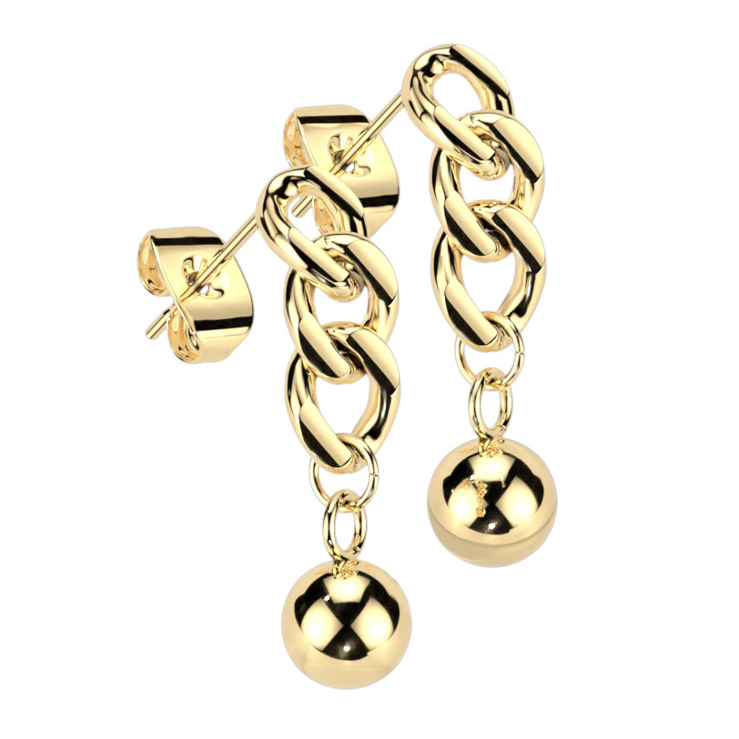Šperky4U Zlacené ocelové náušnice s kuličkami - OPN1946-GD