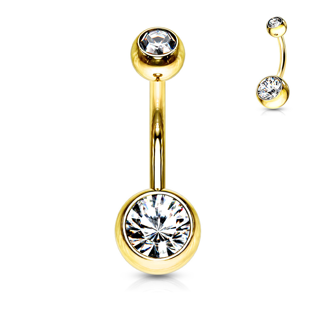 Šperky4U Pozlacený piercing do pupíku - banánek - BS01014-C