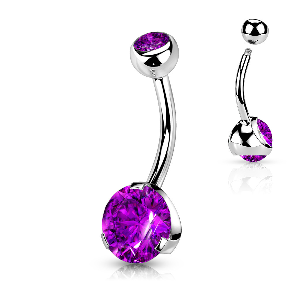 Šperky4U Piercing do pupíku - banánek se zirkony - BS01054-A