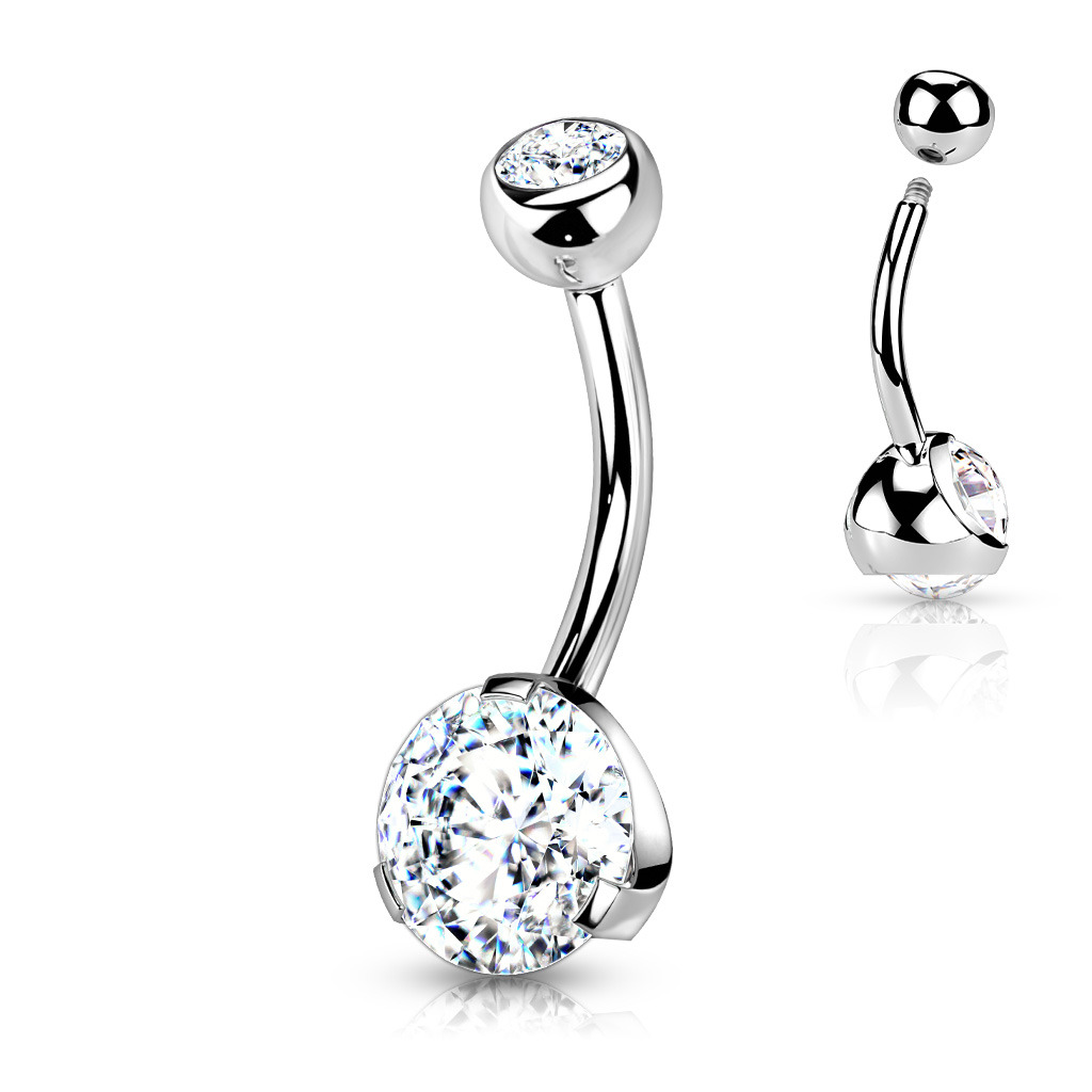 Šperky4U Piercing do pupíku - banánek se zirkony - BS01054-C