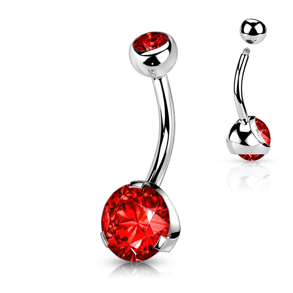 Šperky4U Piercing do pupíku - banánek se zirkony - BS01054-R