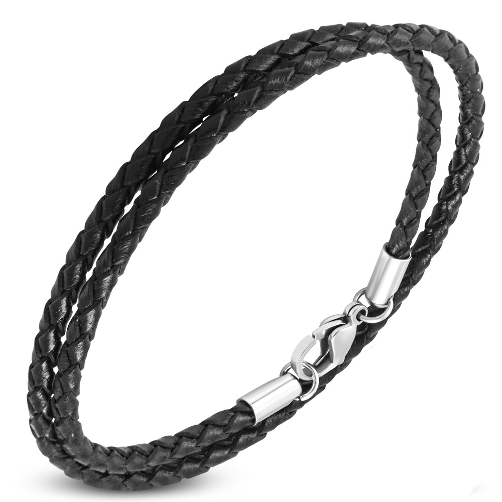 Šperky4U Kožený náhrdelník splétaný - ocelový uzávěr - LR0007-060-50