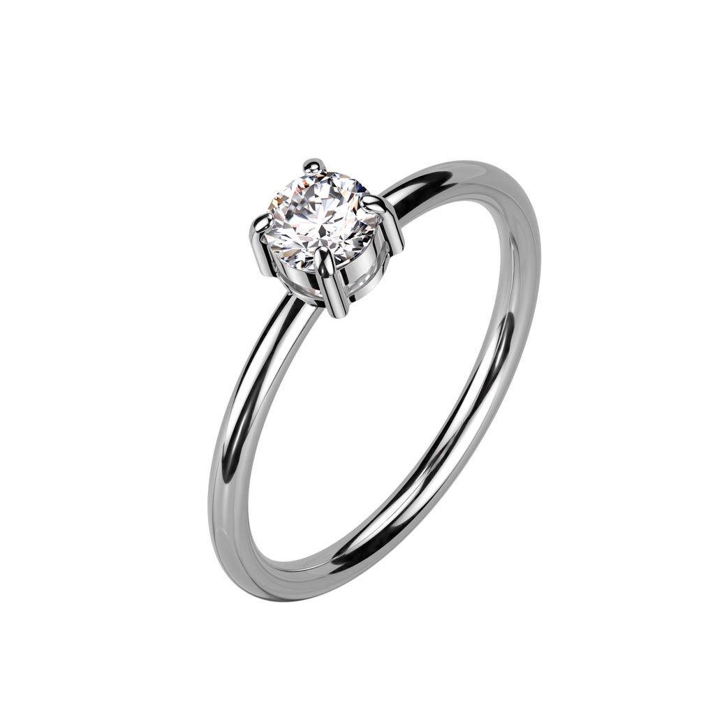 Šperky4U Ocelový prsten se zirkonem - velikost 49 - OPR1936-49