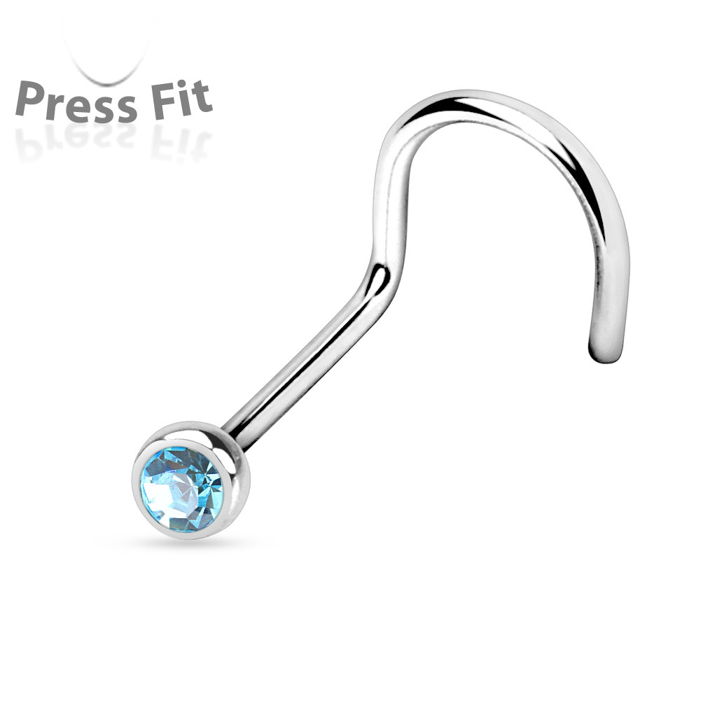 Šperky4U Zahnutý piercing do nosu, zirkon 2,5 mm - N1122Q-025