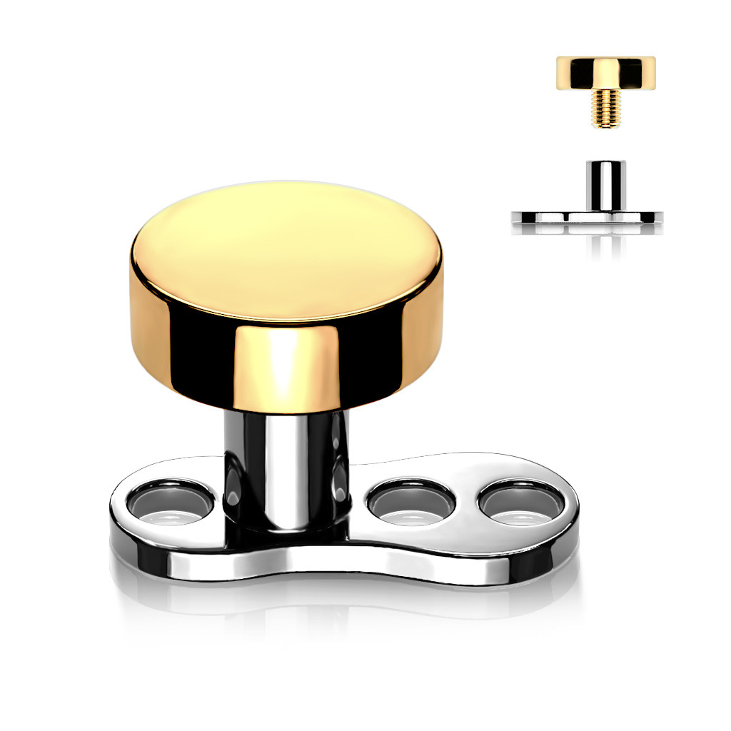 Šperky4U Kompletní microdermal piercing 1,2 mm - placka zlacená - MD027-GD