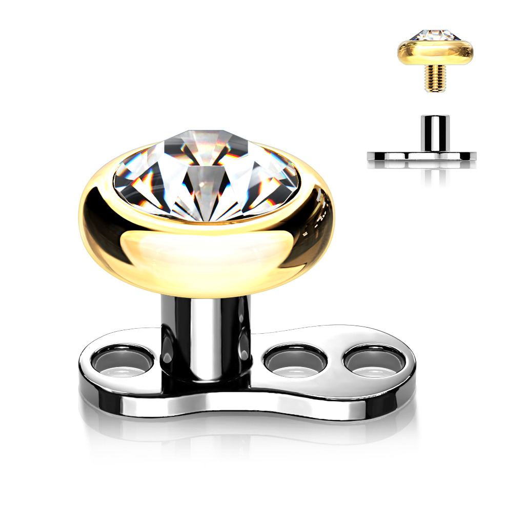 Šperky4U Kompletní microdermal piercing 1,2 mm - kamínek 4 mm - MD028GD-04