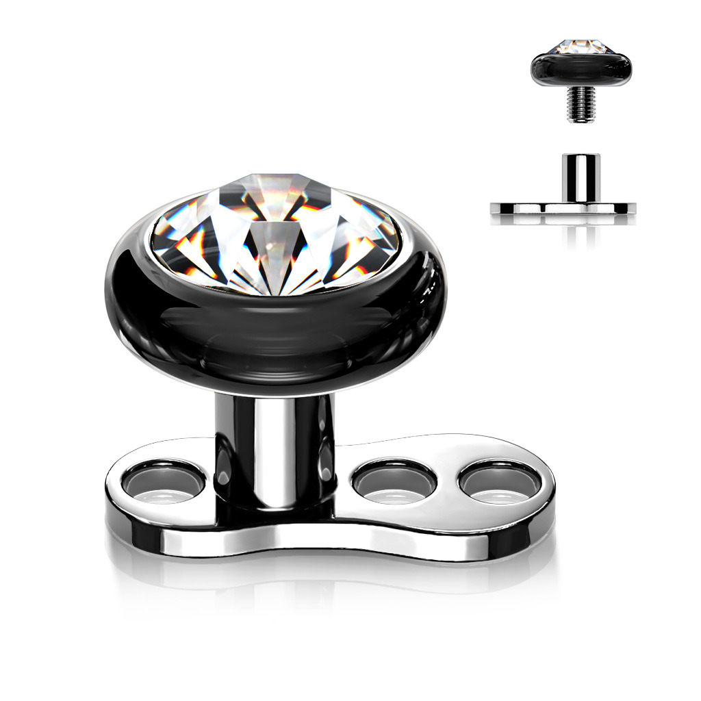 Kompletný microdermal piercing 1,2 mm - kamienok 4 mm